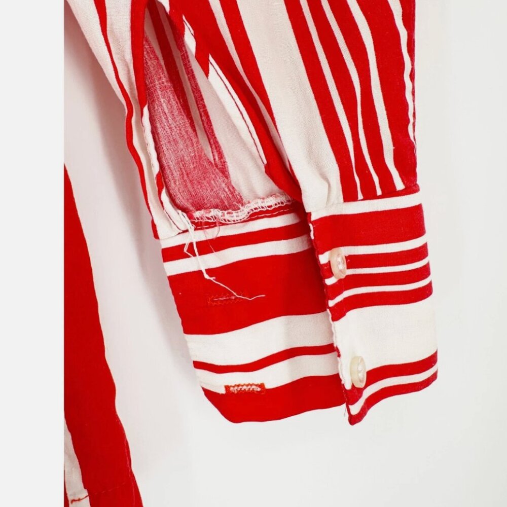 PERMANENT PRESS Button Down Red Stripe Dagger Collar Top XS - Picture 4 of 7